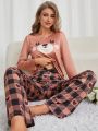 Plaid & Bear Patterned Pajama Set