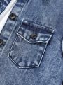 Young Boy's Short Sleeve Denim Shirt With Washed Effect