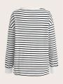 SHEIN Maternity Striped Long Sleeve Round Neck T-Shirt