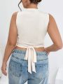 SHEIN Essnce Plus Size Solid Color Crisscross Strap Tank Top