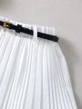 SHEIN Kids EVRYDAY Girls' (Little) White Pleated Skirt