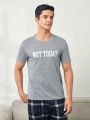 Men'S Short Sleeve Homewear T-Shirt With Letter Print
