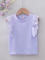 Toddler Girls Contrast Eyelet Embroidery Ruffle Tank Top