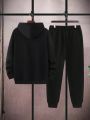 Men'S Plus Size Hoodie And Sweatpants Set With Letter Print