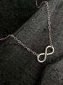 1pc Infinity Symbol & Card Shaped Alloy Pendant Necklace For Daily Wear