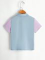 SHEIN Kids EVRYDAY Young Boy Casual & Fashionable Color Block Polo Shirt