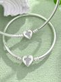 1Pc Elegant 16-22CM Real 925 Sterling Silver Love Heart Bead Decor Bracelet