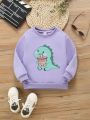 Young Girl Dinosaur Print Thermal Lined Sweatshirt