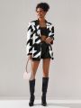 K by AKW The Oversized Boxy Blazer In Exaggerated Houndstooth