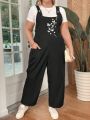 Plus Size Butterfly Print Overalls
