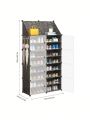 Shoes Rack Storage Cabinet with Doors, Key Holder, Portable Shoes Organizer, Expandable Standing Rack, Storage 32-64 Pairs Shoes, Boots, Slippers