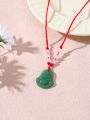 1pc Vintage Jade-like Buddha Pendant Necklace, Suitable For Autumn/winter Daily Wear And Sweater Chain