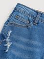SHEIN Teenage Girls' Distressed Flared Jeans