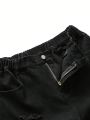 Teen Boys' Casual Comfortable Distressed Denim Shorts For Streetwear
