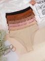 7pack Solid Ribbed Knit Panty