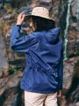 In My Nature Women's Fashionable Solid Color Outdoor Raincoat And Windbreaker