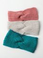 3pcs Women's Multicolor Knitted Casual Headbands, Warm & Comfortable, Suitable For Daily Use