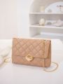 Push Lock Quilted Square Bag