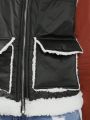 Tween Girls' Plush Patchwork Fleece Lined Vest Jacket