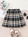 SHEIN Kids CHARMNG Young Girl Plaid Pleated Skirt