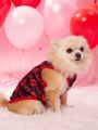 PETSIN 1pc Valentine's Day Black & Red Color Block Xo Kiss Printed Pet Vest