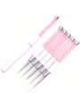 7mm Nail Art Drawing Pen With Pink Handle For Flower Painting, Nail Art Line Painting Tool