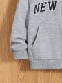 SHEIN Kids EVRYDAY Boys Letter Graphic Zip Up Thermal Lined Hoodie