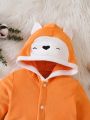 Cartoon Pattern Hooded Jumpsuit For Baby Boys