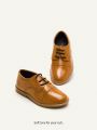Cozy Cub Basic All-Match College Style British Style Infant Boys' Elastic Glossy Pu Leather Spliced Toe Oxford Shoes