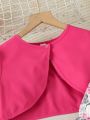 Big Girls' Split Hem Top And Floral Printed Strap Jumpsuit