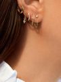 5pairs Rhinestone Decor Earrings