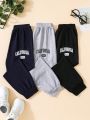 SHEIN Young Boy 3pcs/Set Letter Printed Sweatshirt And Pants Outfits, Autumn & Winter