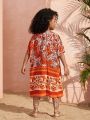SHEIN Young Girl's Everyday Casual Spring/Summer Kimono With Floral Pattern And Open Front