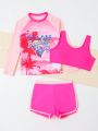 Tween Girls' Tropical Print Three-Piece Swimsuit Set