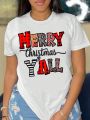 Plus Size Christmas Printed Round Neck T-Shirt