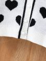 Teen Girls' Regular Fit Long Sleeve Cardigan With Heart Pattern