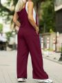 Women's Fashionable Solid Color Strap Jumpsuit