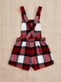 SHEIN Kids Cooltwn Tween Girl Plaid Print Overall Romper Without Sweater