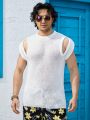 Men'S Hollow Out Round Neck Short Sleeve Knitted Top