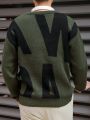 Men'S Casual Long Sleeve Sweater With Letter Pattern