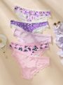 5pcs/Set Women'S Lace Trimmed Triangle Panties