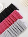 3 Pairs Plain Color Fashionable Basic Simple Pile Socks Mid-tube Socks