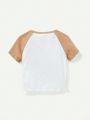 Cozy Cub Baby Boy Color-Block Letter Pattern Raglan Sleeve Sweatshirt And Casual Shorts Set