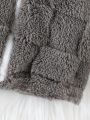 SHEIN Baby Boys' Autumn & Winter Long Sleeve Plaid Fleece Jacket, Trendy Style