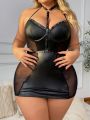 Music Festival Plus Size Women's Studded Hollow Out Sexy Lingerie Set