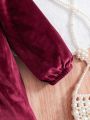 Autumn/Winter Vintage Velvet A-Line Baby Dress With Gorgeous Bowknot Detail