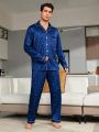 Men'S Contrasting Trim Star Printed Pajama Set