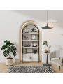 80 panel furniture: 1 set Color: black+white Material: steel+particle board Arch bookshelf with cabinet Size: 80 * 28 * 180cm Including: 1 * assembly hardware+hardware package with English instructions