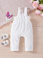 Baby Girls' Slogan And Pattern Printed Jumpsuit With Suspenders