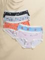 5pack Cartoon Graphic Lace Trim Panty